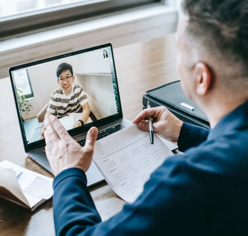 a man in a video meeting