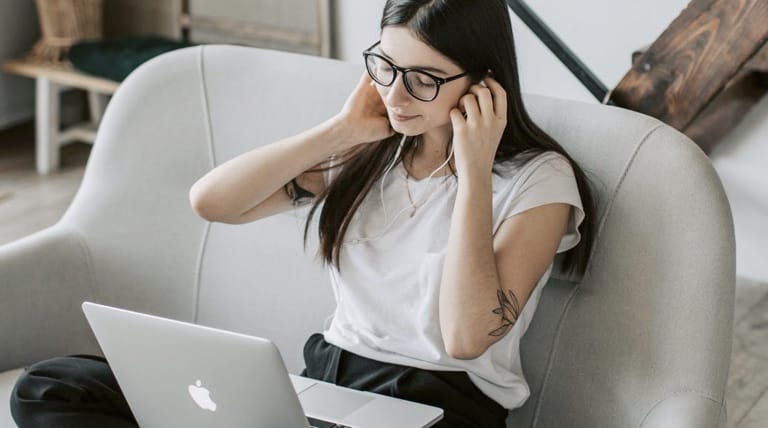 woman listening to music